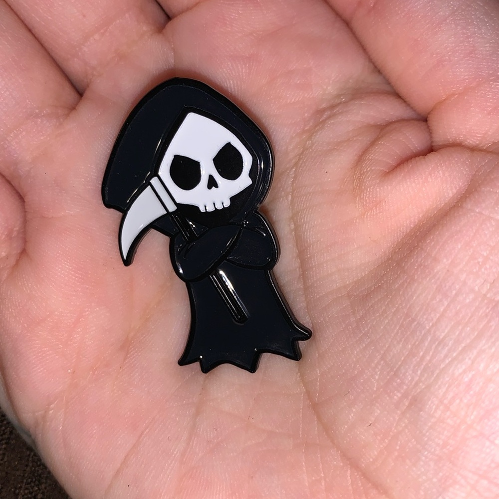 Deadly Cute Reapers Enamel Pin Grumpy Grim Reaper